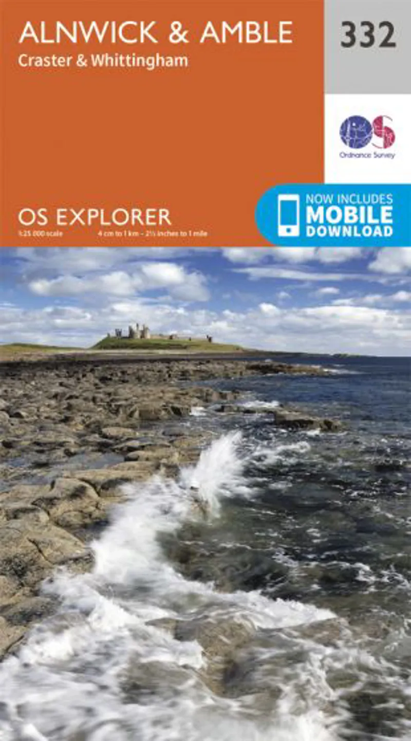 OS Explorer Map 332 - Alnwick and Amble Craster and Whittingham